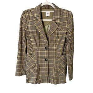 CAbi Women's Plaid Blazer - Black and Tan Size 0 Office Preppy Fall Checkered
